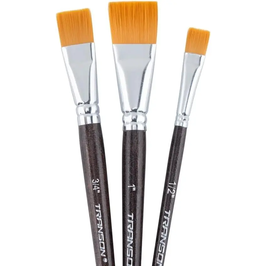 Transon Flat Paint Brush Set 3pcs for Acrylic Watercolor Gouache Oil and Body Painting Transon Flat Paint Brush Set 3pcs for Acrylic Watercolor Gouache Oil and Body Painting