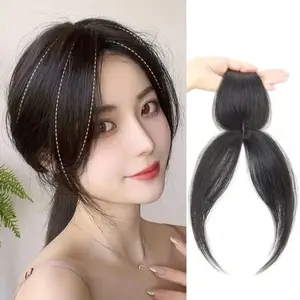Women Clip-in Bangs Natural Wispy Side Bangs Forehead Hair Extensions Black Brown Girls Fake Air Bangs Fringe Wig Hairpieces