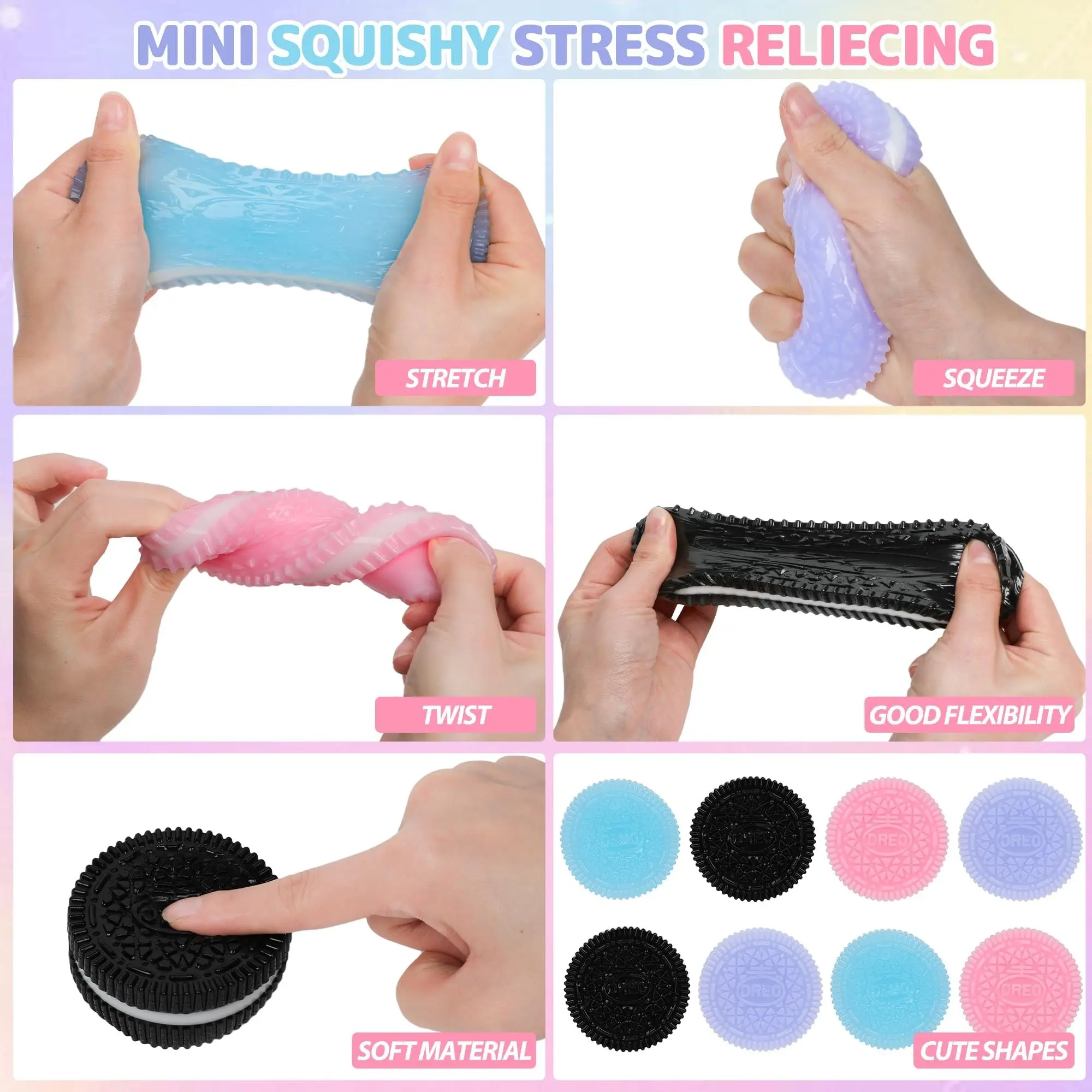 4-Color Oreo Squishy Fidget Toy – Ultra Soft Stretchy Stress Relief ...