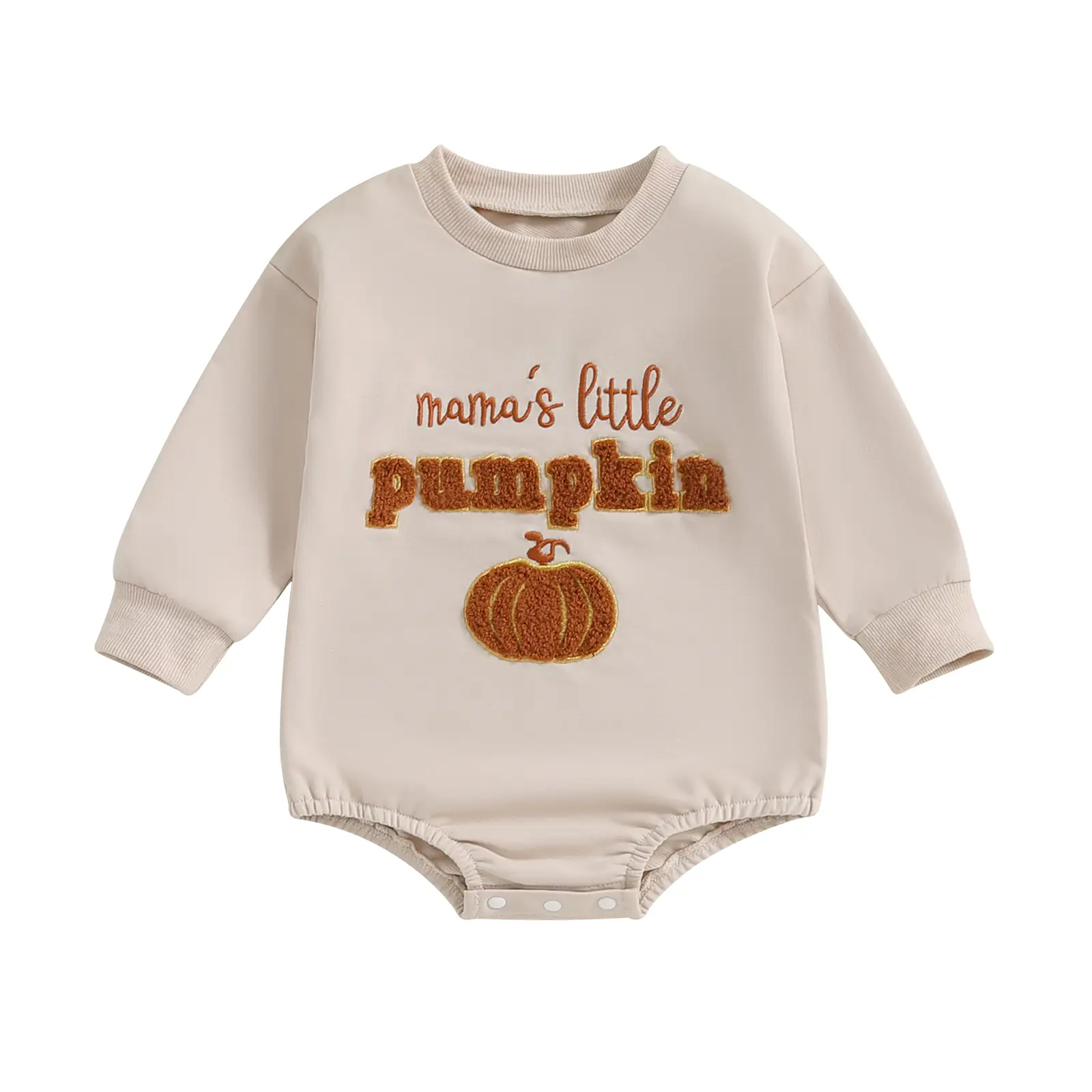Baby Girls Boys Halloween Clothes Outfits Mama's Little Pumpkin Sweatshirts Rompers Halloween Clothes Letter Pumpkin Fuzzy Embroidery Long Sleeve Todd