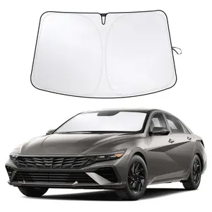 EcoNour Hyundai Elantra 2022-2025 Windshield Sunshade - 240T Polyester UV & Heat Blocker - Foldable Car Sun Visor for SE SEL N Line Limited Models - Premium Interior Protection Accessory