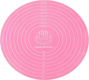 Baking Mat Cake Mat  Cake Mat  Baking Mat with Measurements for CakeTurntable Stand Non-Stick Heat Resistant Pastry Baking Sheet -Pink