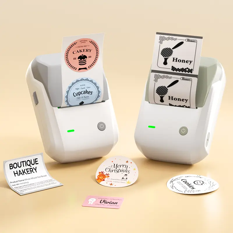 Niimbot Thermal label printer B1 sticker printer -2 Inch Mini Label Sticker Printer Came with One Roll White Label(2'' x1.18'')，Multiple Templates for Creative DIY, Small Business,Office,Home,School，App Editing,BPA-Free Thermal Label