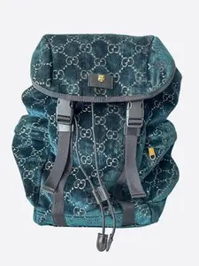 Pre-owned GUCCI Velvet Backpacks Blue GG Monogram Backpack Z 1310