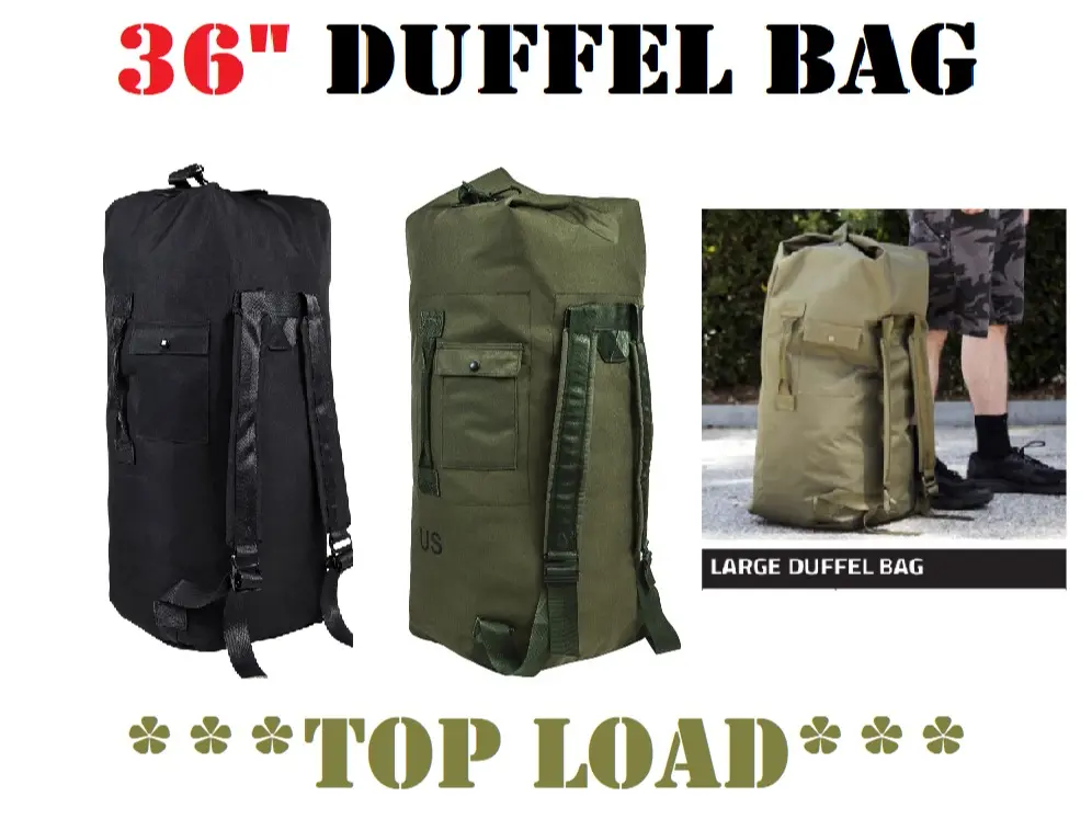 36" Heavy Duty Top Load Large Military Style Duffel Travel Bag