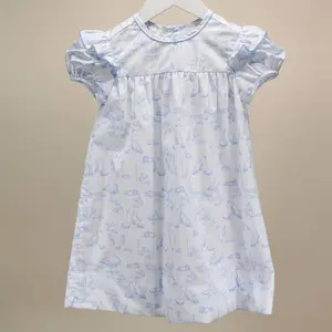 Toile de Jouy Blue Everly Dress