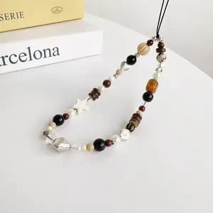 Vintage Beaded Phone Chain, Cute Star DesignPhone Lanyard, Phone Strap, Phone Charms,phone  lanyard DIY Bag Keychain forWomen & Girls, Fashion Phone Accessories forBirthday Gift Pearl Aesthetic