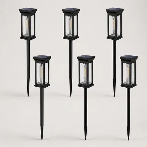 Bloomhaven Decor 6-Pack Solar Pathway Outside Lights - Warm White Waterproof Garden Light Decor, Automatic On/Off In-Ground Stakes, Patio Walkway Yard Lighting
