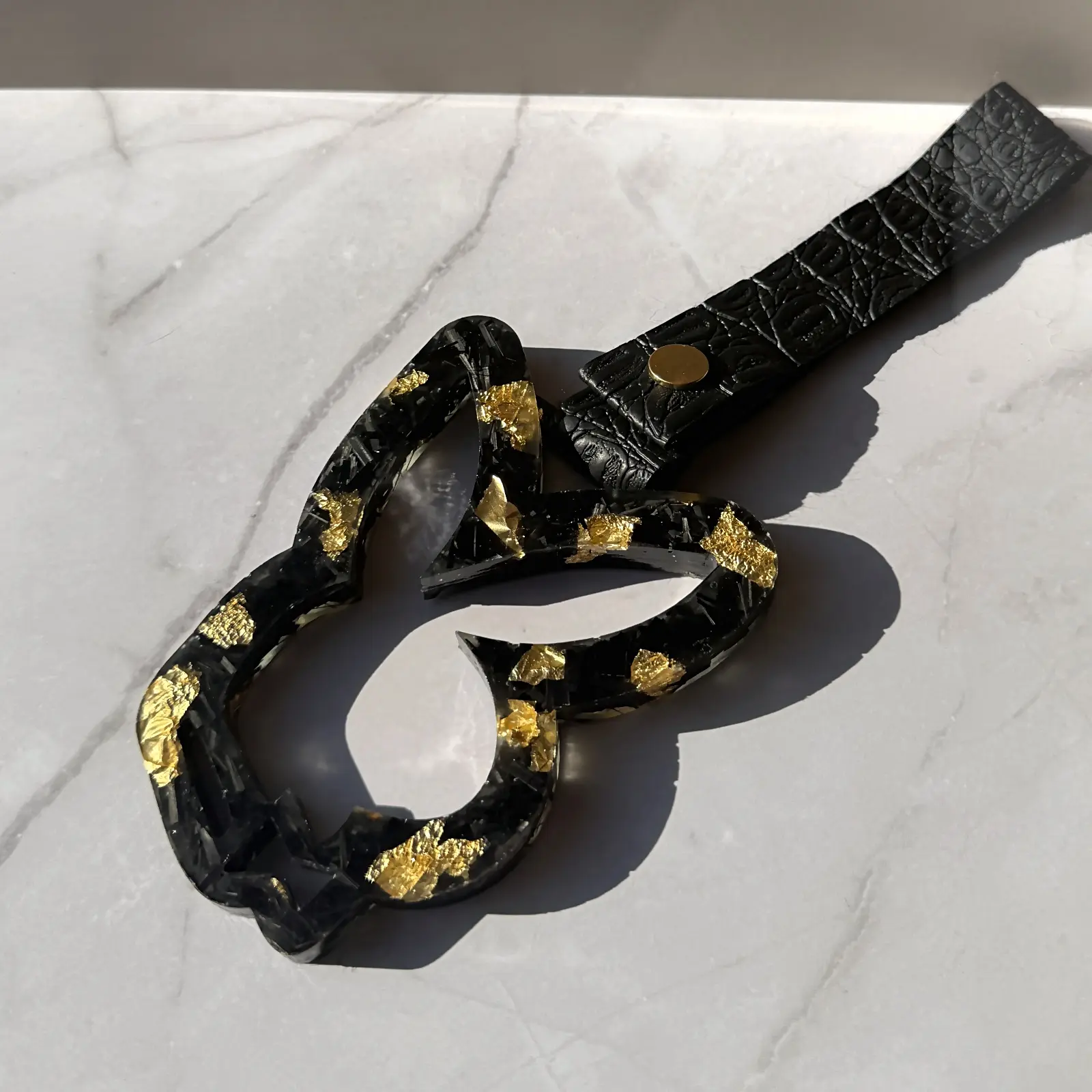 IWhip JDM Tsurikawa - Forged Carbon Gold Bunny - Drift Hand Strap Charm Ring for Car Interior - JDM Car Accessory Gift