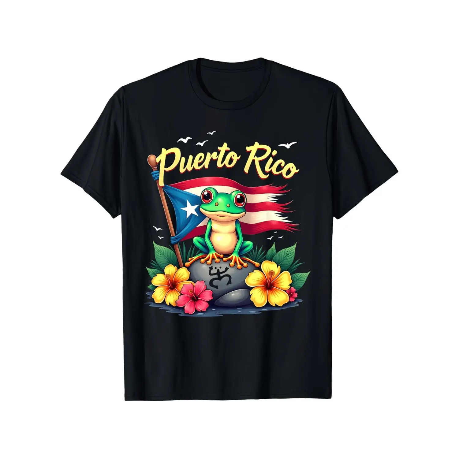Puerto Rico Coqui Frog Taino Symbol T-Shirt - Hispanic Heritage Month Cultural Apparel, Unisex Casual Short Sleeve Tee, 100% Cotton, S-XXXL Sizes for Men, Puerto Rican Pride Shirt for Year-Round Wear