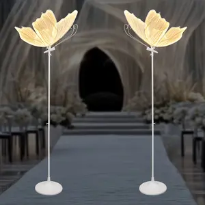 CNCSET 2pcs Butterfly Wedding Lights Adjustable LED Floor Lamps Party Atmosphere Props 48W Warm White for Aisle/Stage Decor, Romantic Decoration