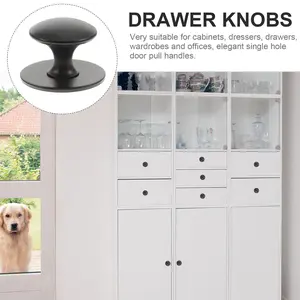 6 Pcs Self Adhesive Black Dresser Handles Stainless Steel Knobs Aluminum Alloy Elegant Round Design Door Pulls Cabinet Furniture