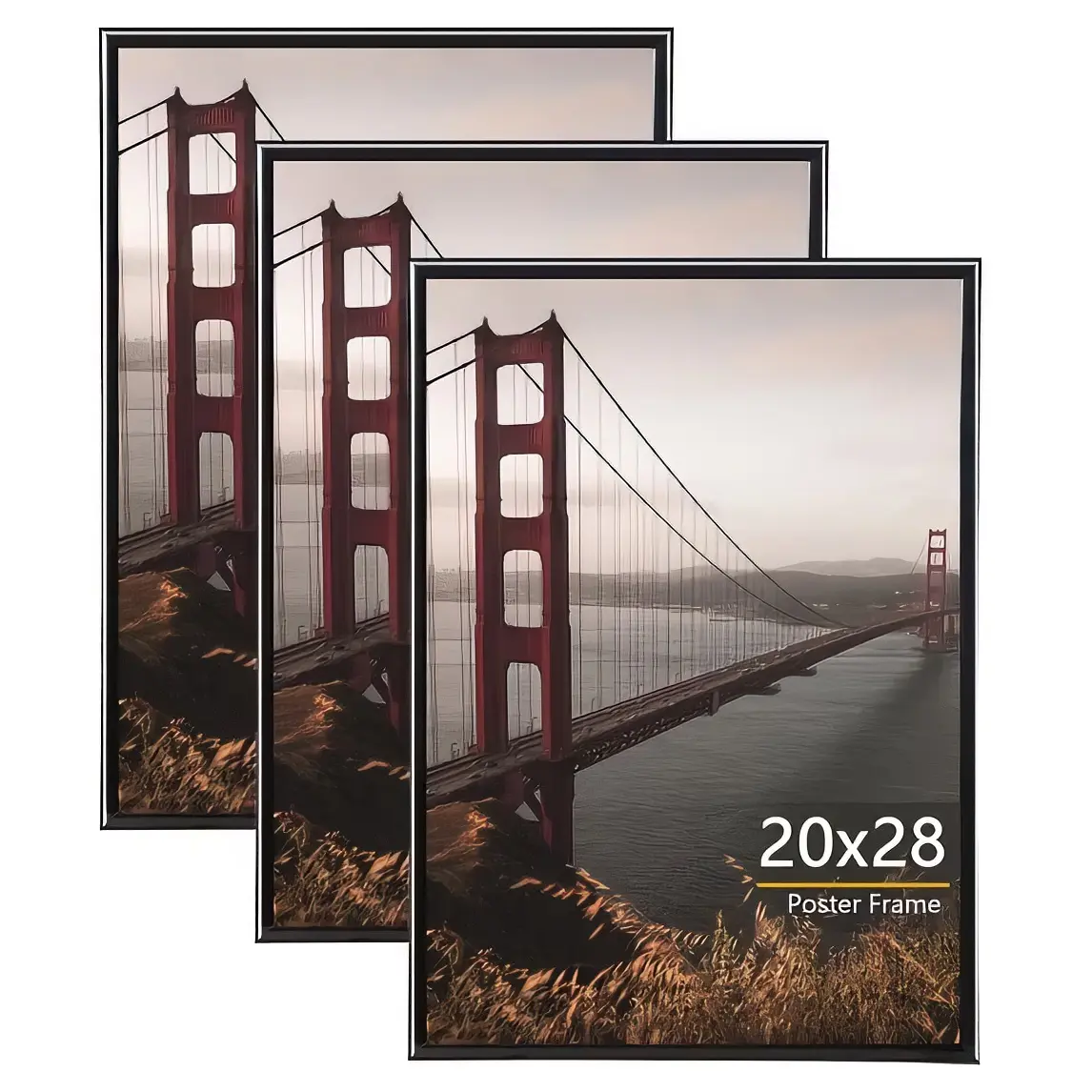 3 Pack Poster Frames 20x28 Plastic Picture Frame for Horizontal and Vertical Wall Mounting,Black