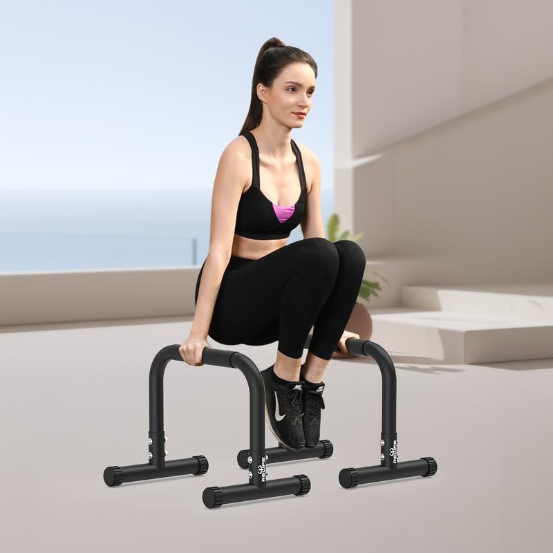 RELIFE REBUILD YOUR LIFE Push Up Bar & 14" High Parallettes Bars Dip Station with Foam Handles, No Wobbling Dip Bars for Handstand, L-Sit, Gymnastics