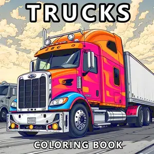 Trucks Coloring Book For Boys: Cars, Pickups, Tractors, Construction, and Monster Trucks – 50 Unique Truck Designs for Boys, Teens, and Men, Paperback