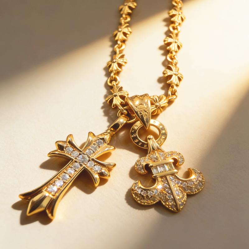 [2026 New Arrival] Gold-plated stainless steel hypoallergenic cross necklace, 18-inch diamond-encrusted clavicle chain, suitable for mothers, daughters, teenagers, and all women. Fashion jewelry with a beautiful gift box.