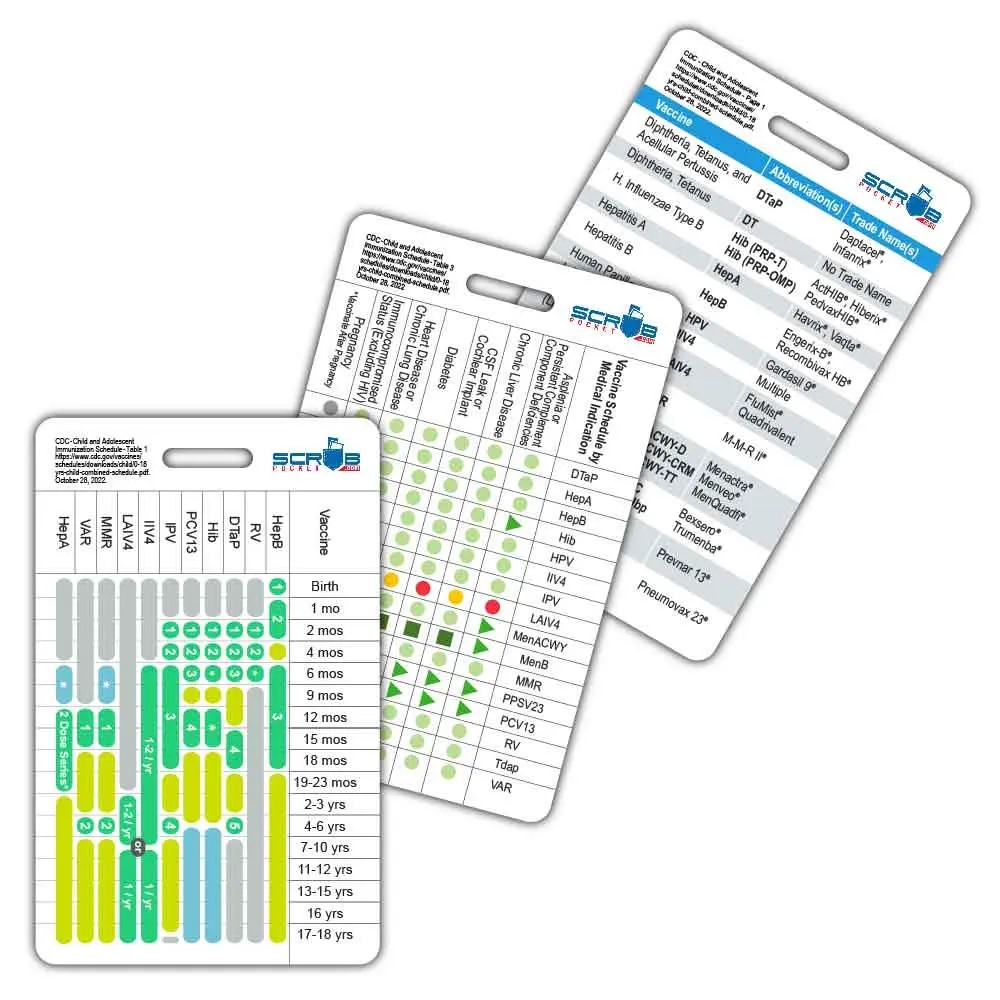Vaccine Schedule 3 Card Badge Card Set