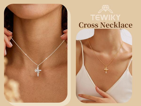 Tewiky Easter Gifts Upgraded Crown Cross Necklace for Women, Crown Cross Pendant Necklace, Non-Tarnish Faith Jewelry for Women, Christian Religious Gifts for Her summerwins Tewiky Easter Gifts Upgraded Crown Cross Necklace for Women, Crown Cross Pendant Necklace, Non-Tarnish Faith Jewelry for Women, Christian Religious Gifts for Her summerwins