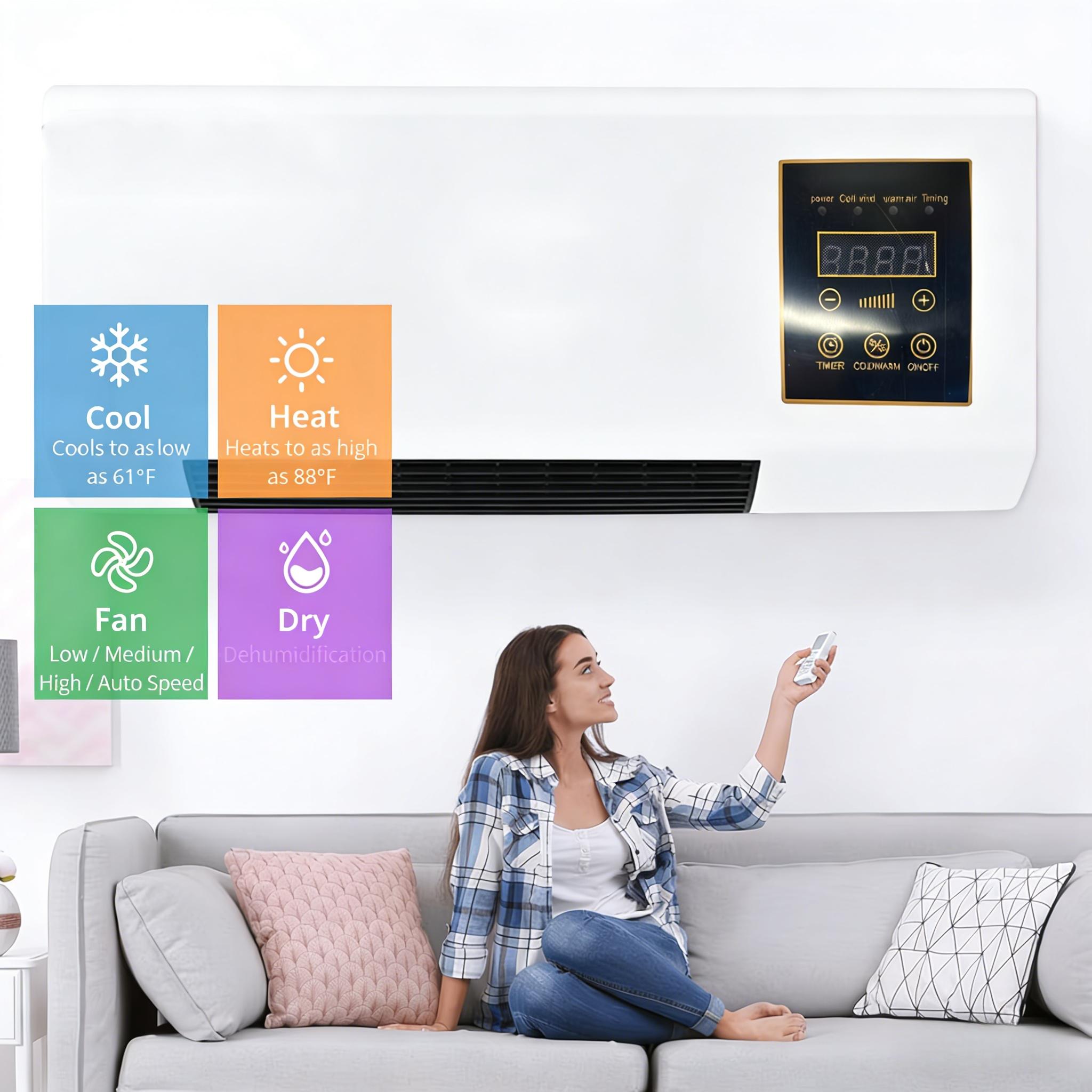 Wall Mounted Fan 1400W Dual Mode Natural Wind Summer Comfort Winter Fast Heating For Home Office Bedroom