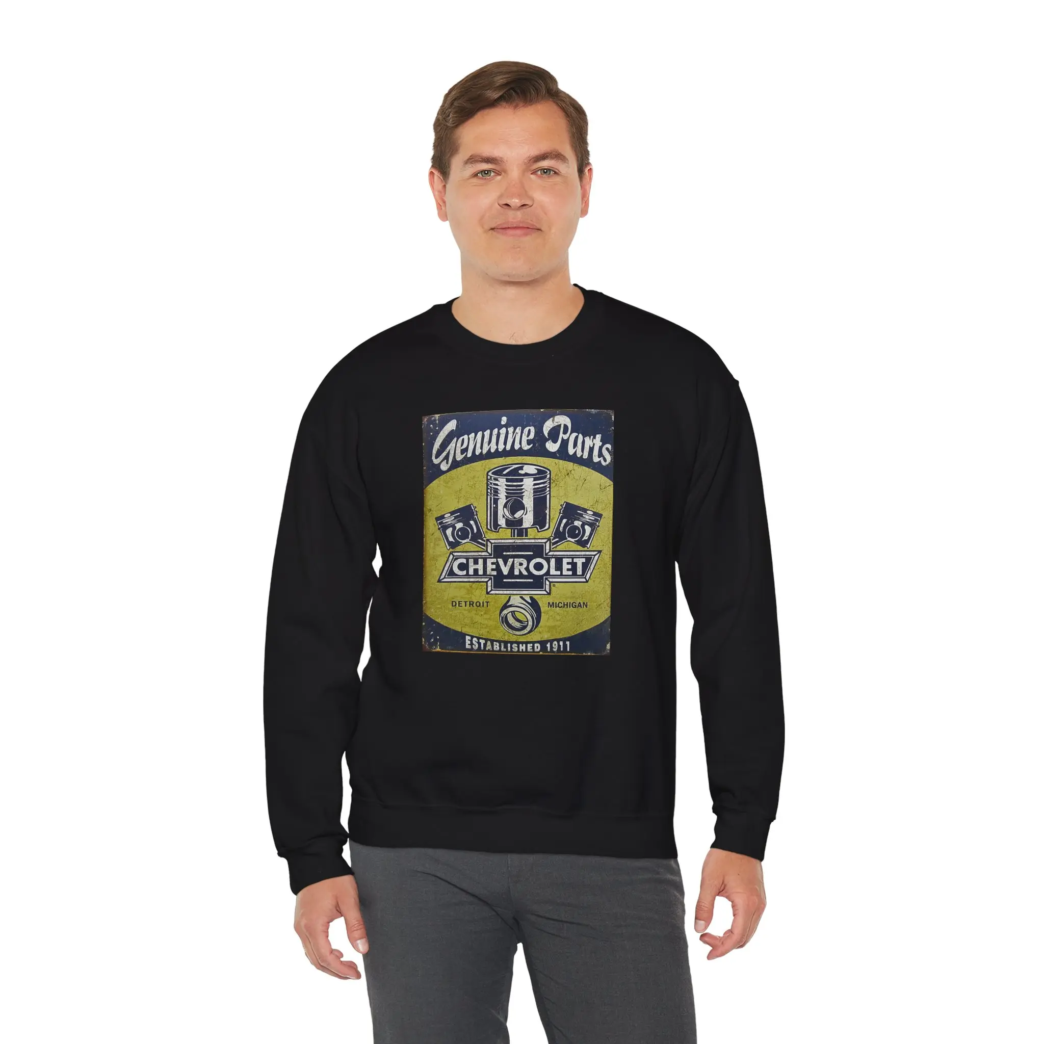 Chevrolet Genuine Parts Logo Sweatshirt | Vintage Fuel Sign