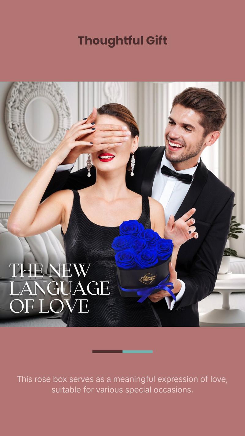 Immortal Love Black Heart | 7 Blue Roses Box Decor