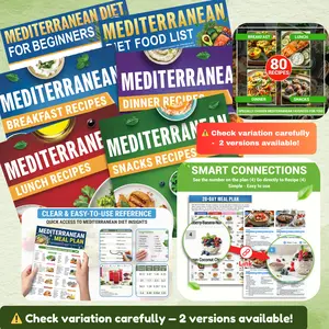 Set 6 Mediterranean Diet Chart Food List 2026, Mediterranean Ingredient Meal Plan, Serving Sizes Calories Net Carbs, Weight Loss Diet, Diabetes-Friendly, Heart Healthy, Easy Recipes for Beginners