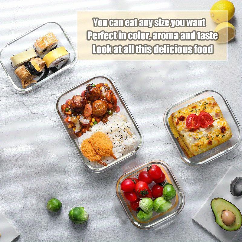 16pcs Sealed Glass Food Storage Containers, Lunch Boxes, Microwave Ovens, Ovens - Perfect for Salads, Fruits, Vegetables, And Sandwiches, Lunch Boxes | Sealed Storage | Durable Glass, Food Storage Containers (8 Lids+8 Containers)