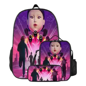 Trending Squid Game Full-Print 17" Waterproof Backpack - Durable Machine-Washable Design, Multi-Compartment Storage + Padded Straps for Commute, Travel & Outdoor Essentials School