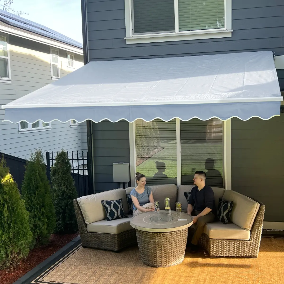 ALEKO AWM10X8LGREY046-UNB 10 x 8 ft. Retractable Sunshade Motorized Patio Awning, Silver Gray