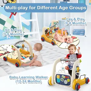 BabyBond Multi-Stage Baby Activity Walker & Learning Gym for Kids– Anti-Rollover Design, Adjustable Height (0-24 Months), NewBorn Gift, Ideal Christmas Gift for Toddler-Yellow
