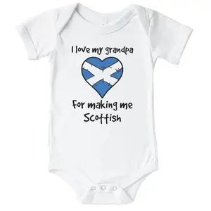 I Love My Grandpa For Making Me Scottish Funny Cute Scotland Heart Flag Baby Bodysuit
