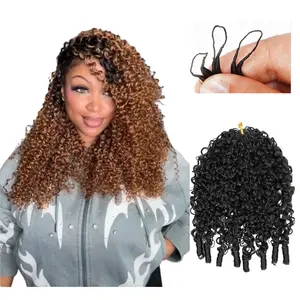 LWIGS #1B/30 Ombre Color Crochet Human Hair Extensions Pre-Separated Deep Wave Feather Crochet Human Hair Bundles