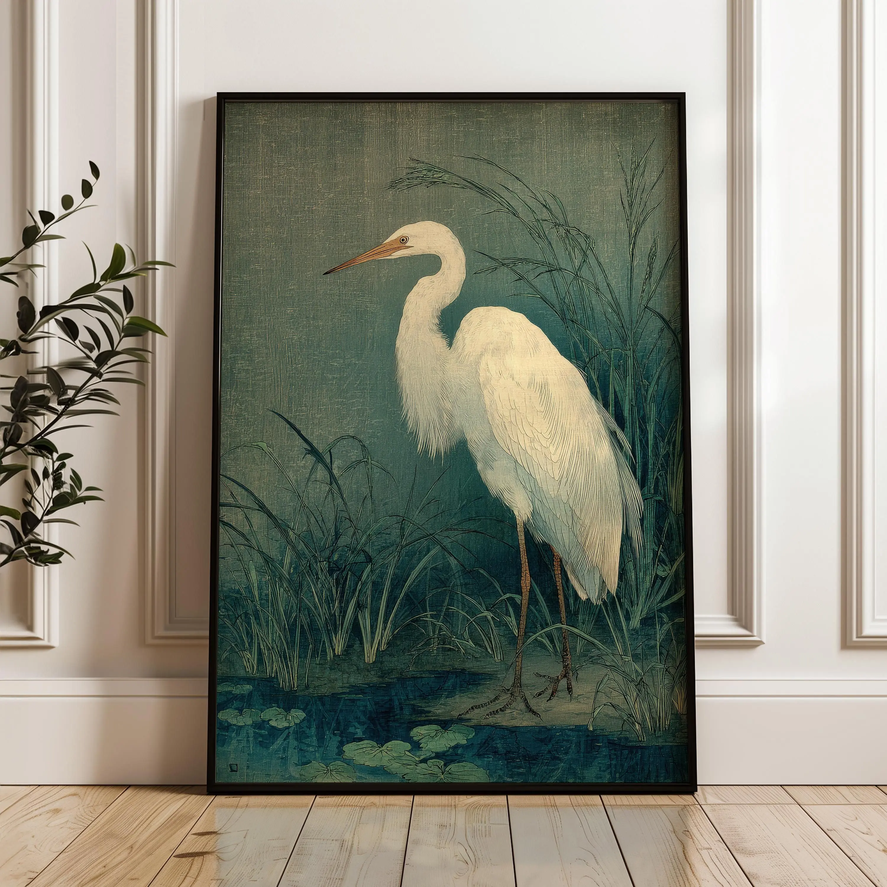 [SALE UP TO 40%] [Unframed] Egret Bird, Japanese Nihonga Wall Art Print, Traditional Poster