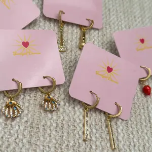 Custom Charm Earrings - 18k Gold Plated Earring Hoops - 2 Styles - Gold or Cubic Zirconia