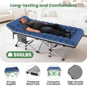 GVDV Folding XXL Camping Cot with 2 Sided Comfort Mattress, 78"x32" Portable Folding Bed for Adults, Extra Wide Sleeping Bed for Camp Office Nap Beach Travel