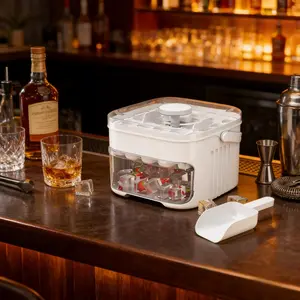 Easy Release Ice Cube Tray with Lid and Storage Bin Large Capacity Ice Mold Box Maker for Freezer Restock Aesthetic Kitchen Gadgets Apartment Essentials Iced Coffee Accessories Bar Tools Home Must Haves