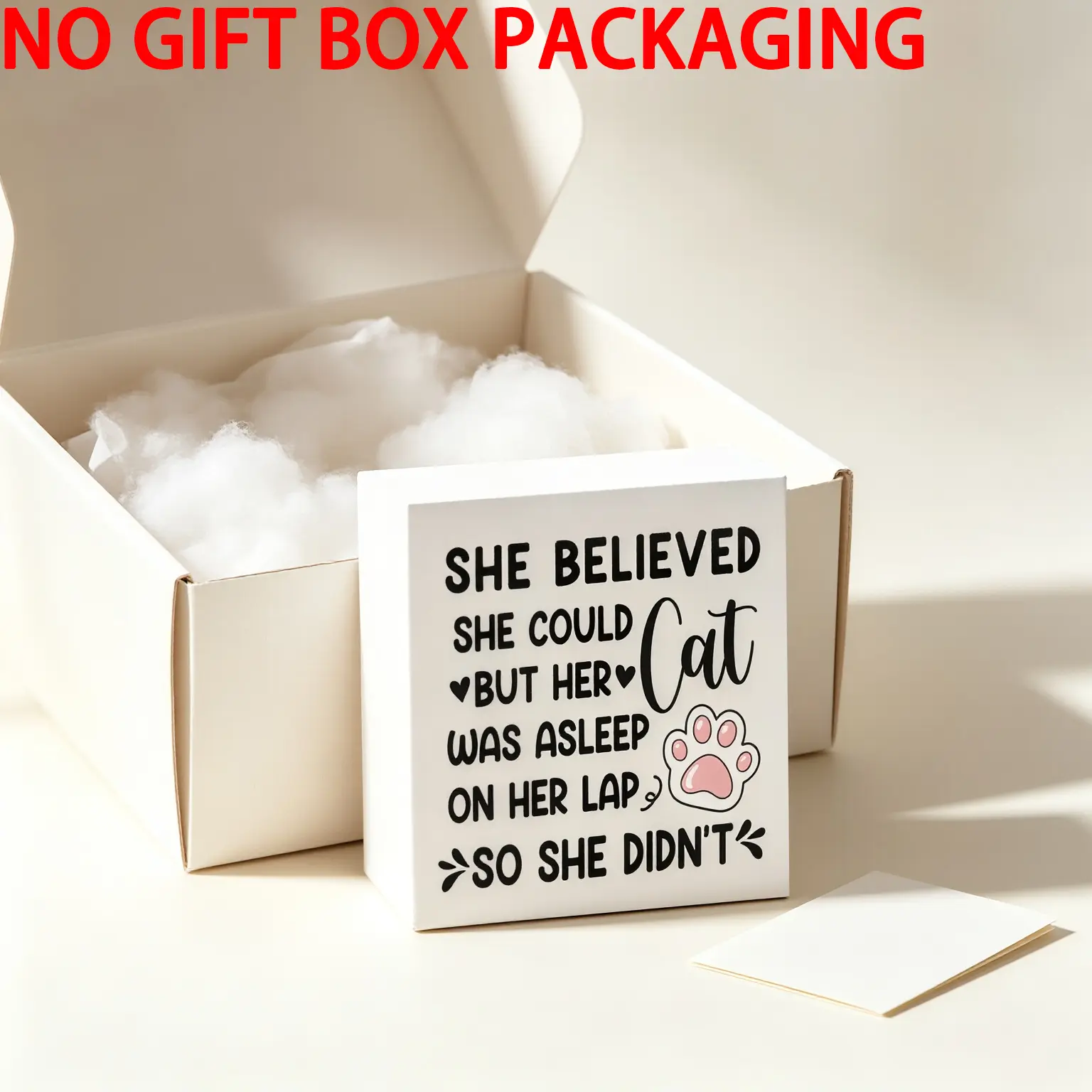 Cat Lover Wooden Box Sign, Funny Cat Quote Tabletop Decor, Gift for Cat Mom Housewarming Birthday Christmas Present