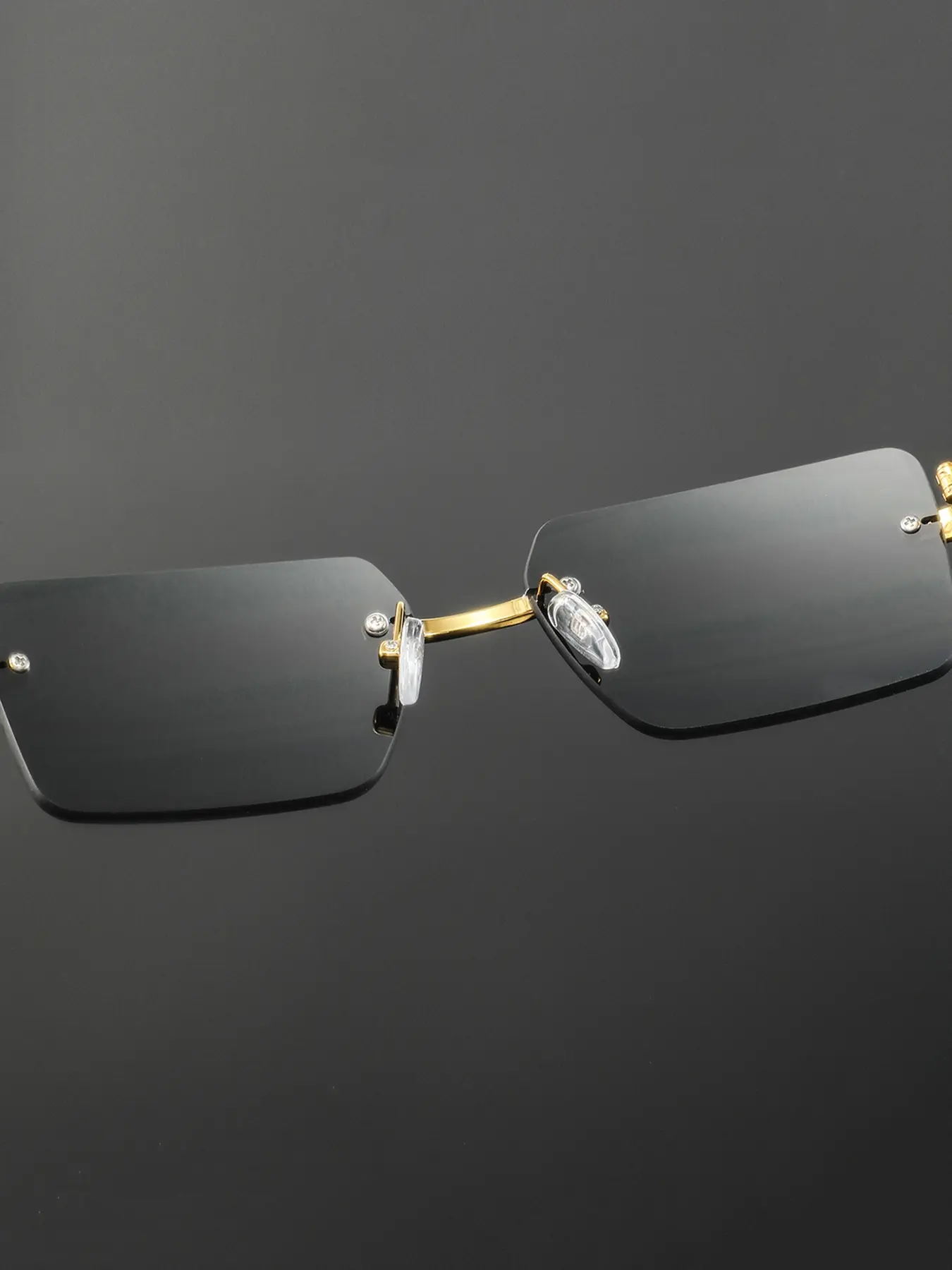 Men's Rimless Square Metal Glasses, Stylish Glasses, Vintage