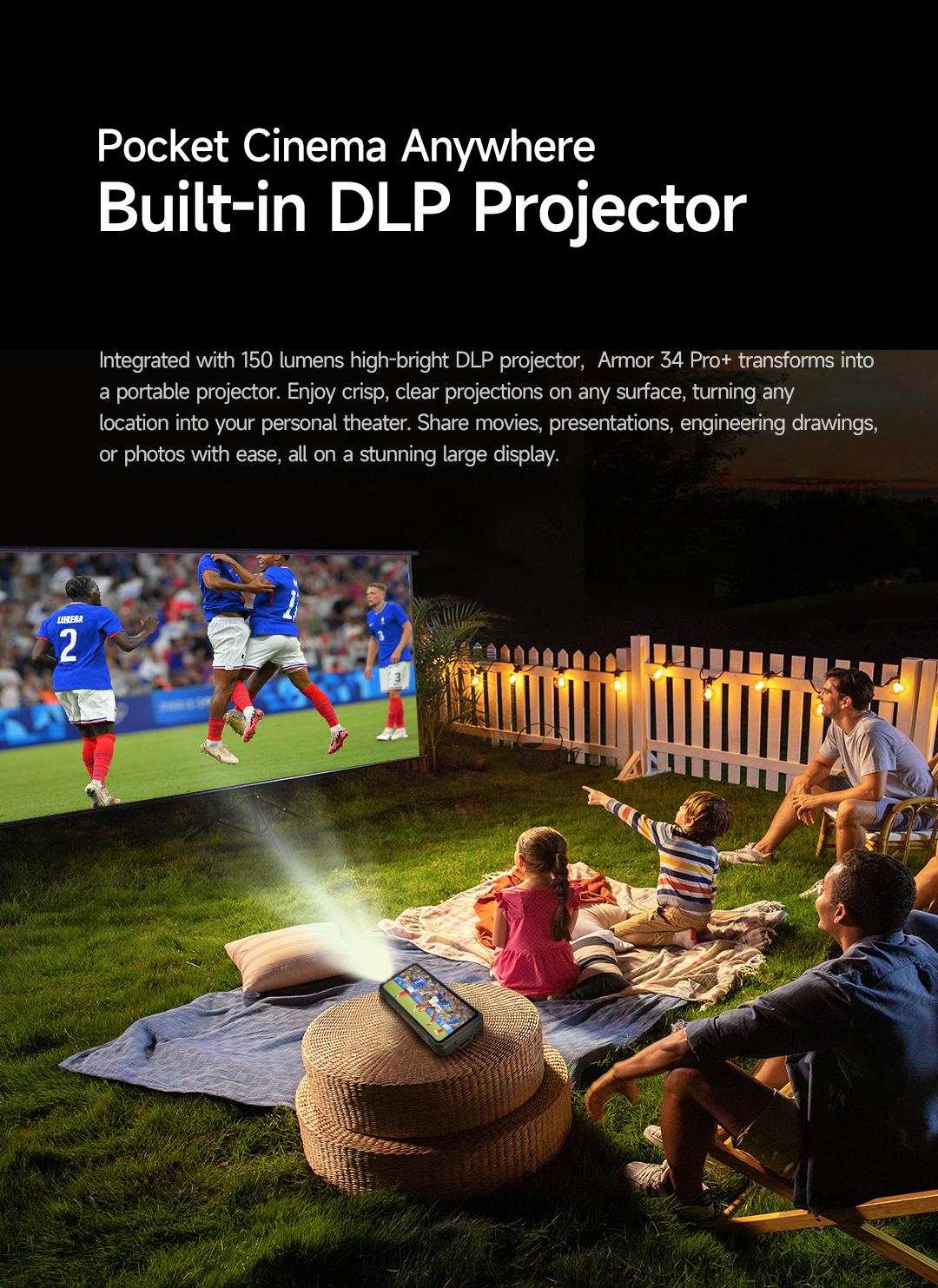 Ulefone Armor 34 Plus/Armor 34 pro Plus Unlock 5G Rugged Phone,Built-in DLP Projector,32GB+512GB,6.95'' FHD+ & 120Hz Screen,25500mAh(66W) Fast Charging,IP68/IP69K,IR Blaster,Android 15,Durable Phone for Outdoor/Construction Work Smartphone