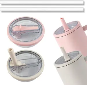 2 PCS 40 oz Replaceable Reusable Tumbler FlipStraw Lid Replacement Fit for Stanley SpillProof Splash Resistant Tumbler Lids Drinkware Set Geometric Modern Kitchenware Cup Mug Bottles Insulated Travel