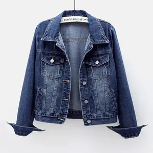Spring Autumn Women’s Denim Jacket Long Sleeve Overcoat Loose Denim Coat Button Outwear Jeans Jackets 5XL