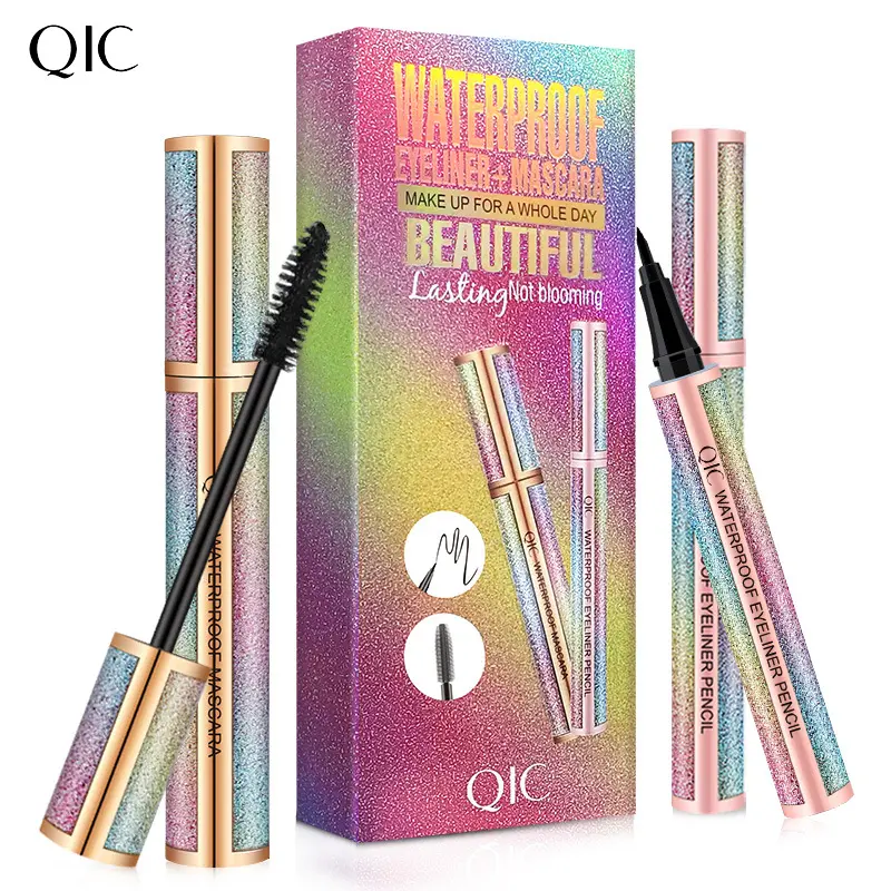 QIC 2-in-1 Starry Sky Mascara Eyeliner Set 4D Waterproof Sweatproof Dense Curling Smudge-proof