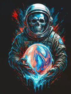 Alien Galaxy DTF Transfer Halftone Full-Color Prints - Multi-Size DIY Specialty Craft Supplies, Compatible with Tees, Hats