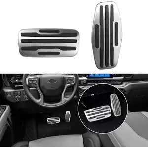 Compatible with Chevy Silverado Pedal Covers 2019-2024,Sierra 1500 Pedal Pads for Brake & Accelerator,Aluminum Gas Foot Pedal for 2021-2024 Yukon,Suburban,Tahoe(Automatic Only, 2Pcs)