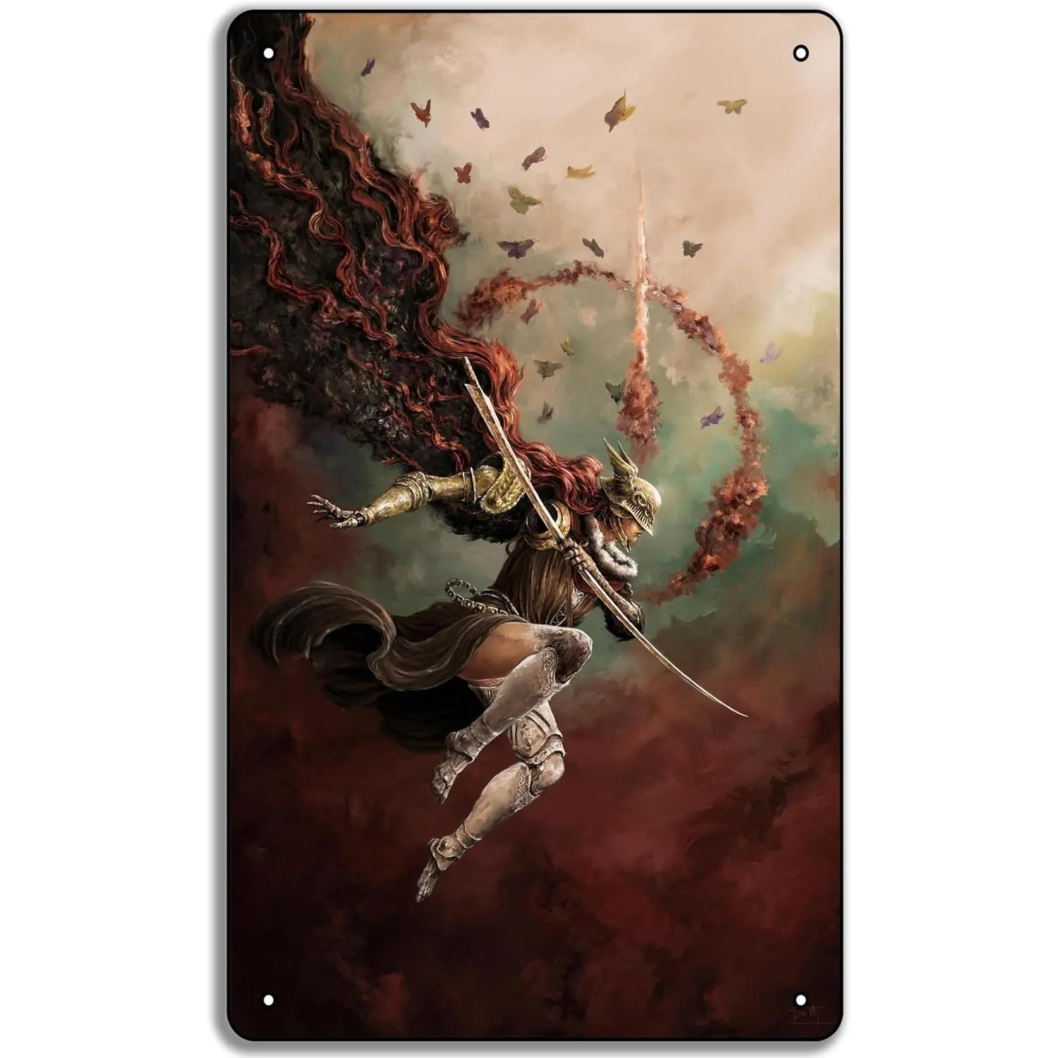 Malenia The Severed Elden Ring Portrait Print Metal Tin Sign, 8x12 in Wall Art Painting, Decorative Design for Living Room, Bedroom Room Decor, Decoration, Interior