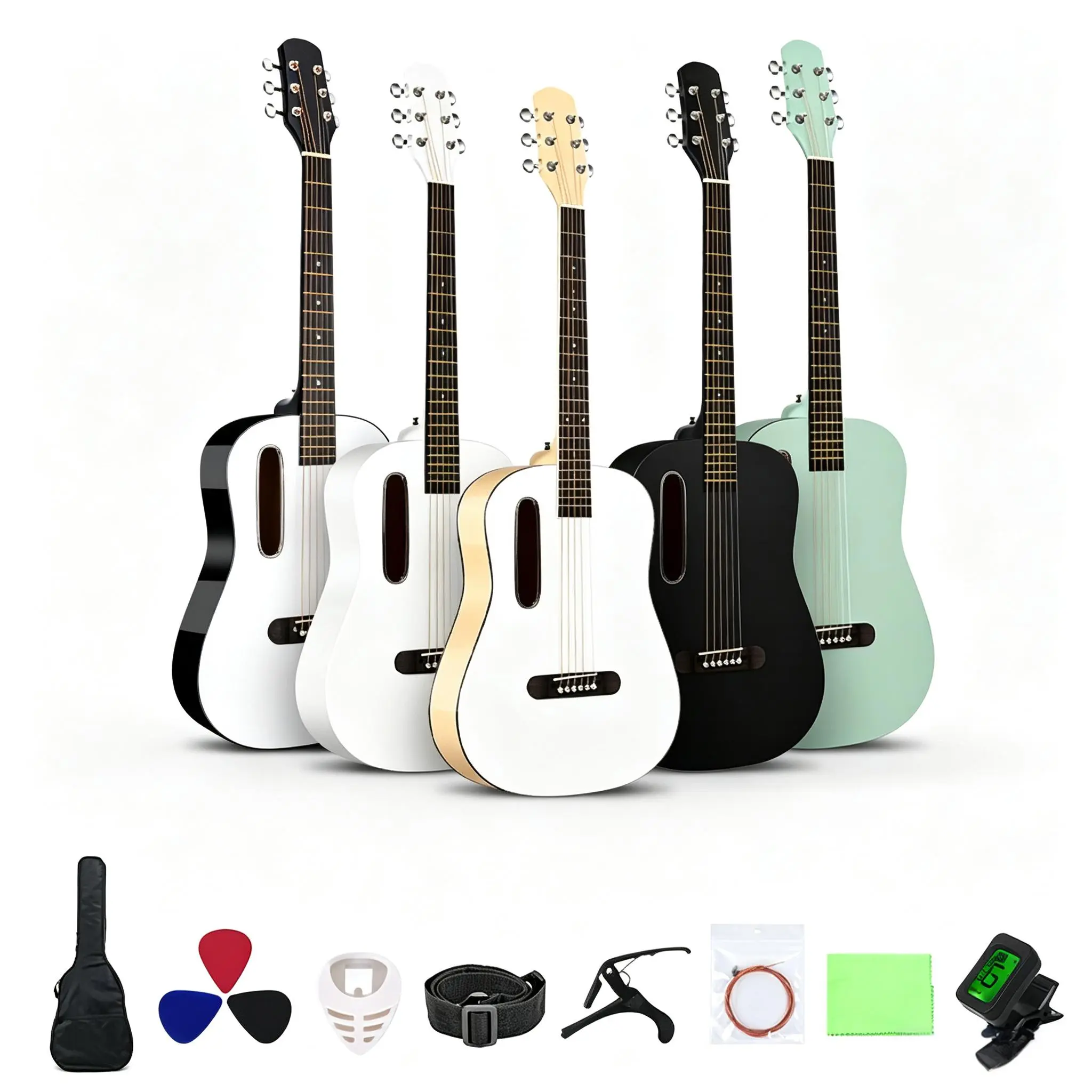 38-in High-Quality Semi-Hollow Glossy Acoustic Guitar Kit - Includes Backpack, Accessory Set, Suitable for Beginners, Multi-Color Options, Ideal Holiday Gift sohochic