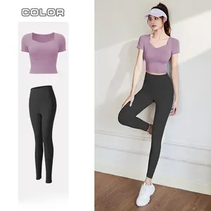 Women's Slim Fit Yoga Set, Summer Running Sports Suit with Chest Pad, Slimming Fitness Training Outfit