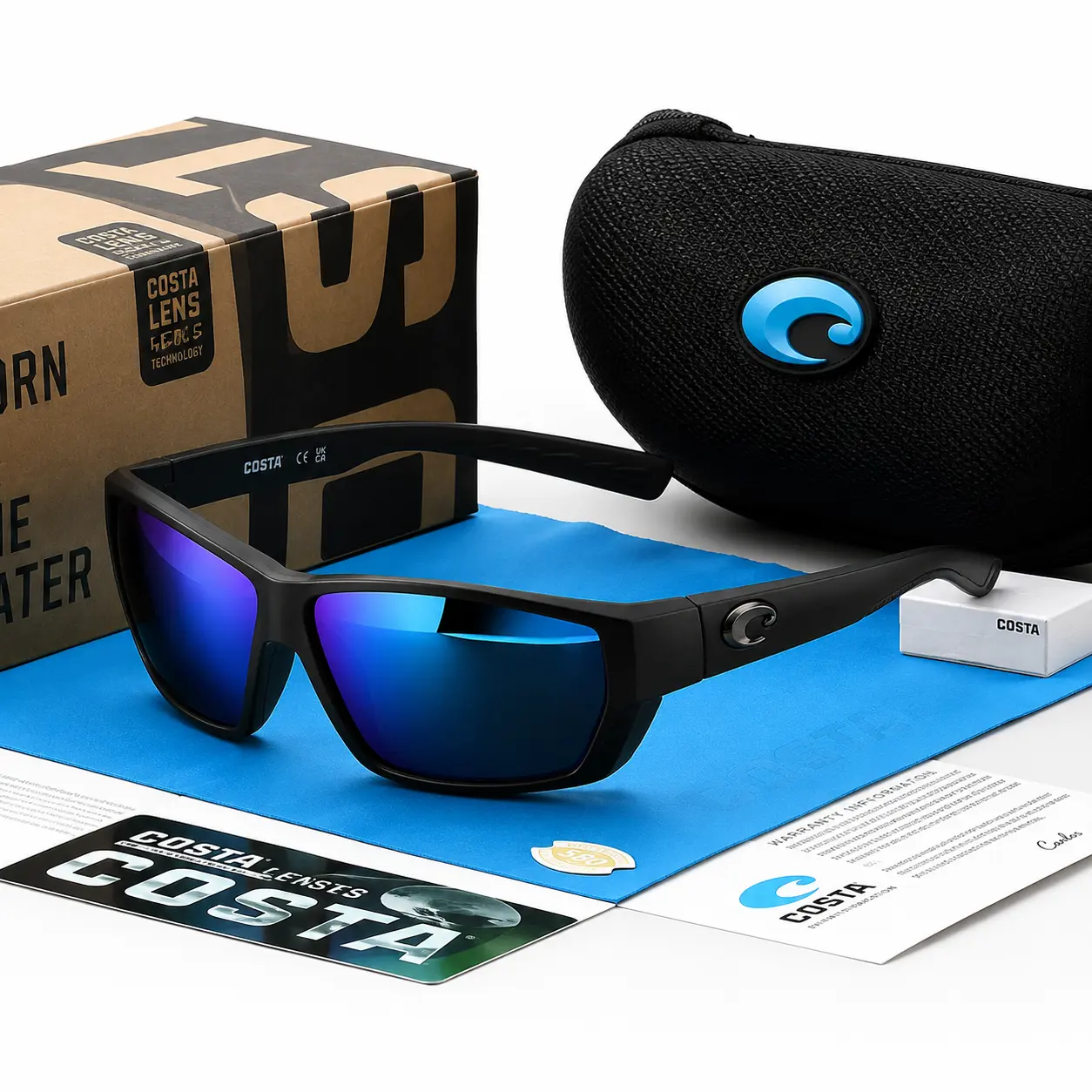 [fullbox] Costa Del Mar Deio Lightweight Polarized Sunglasses for Fishing Boating Hiking Outdoor UV400 Eyewear, With Case