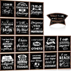 17 Pcs Growth Mindset Posters Motivational Posters with Positive Quotes Inspirational Bulletin Board Decorations for Teachers Students Elementary Middle School Classroom Decor Hat Style
