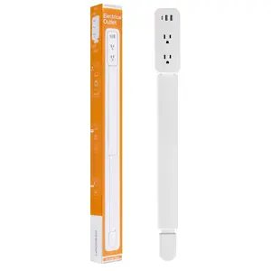 Electrical Outlet Extender Stick - Features USB-A, USB-C and 2 AC Outlets, Extends 22"-34", Rotates 180° Access Hard-to-Reach Outlets, Wall Plug Power Socket Expander Nightstands, Sofa, Desks and More